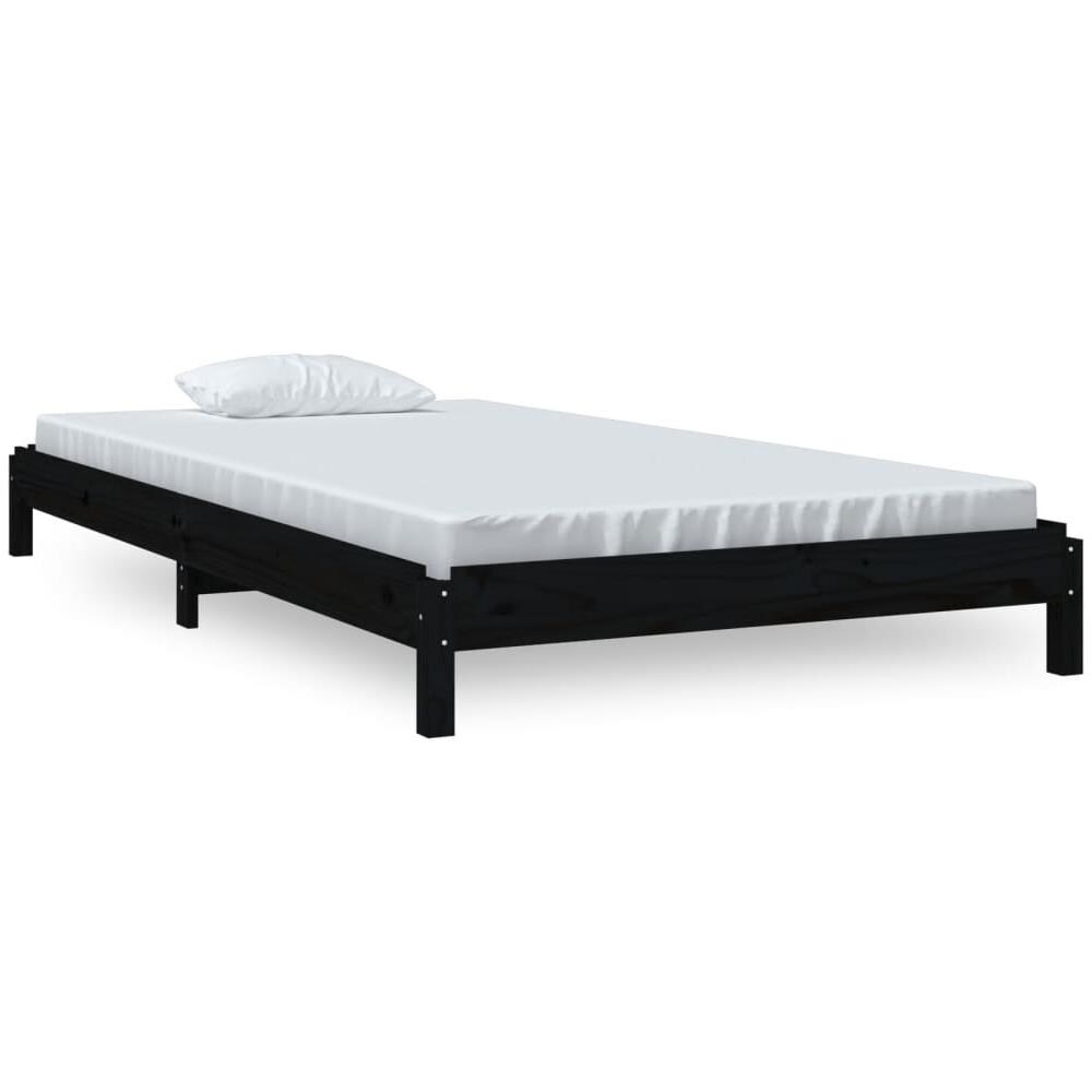 Letto Impilabile Nero 90x200cm In Legno Massello Di Pino - Foto 1