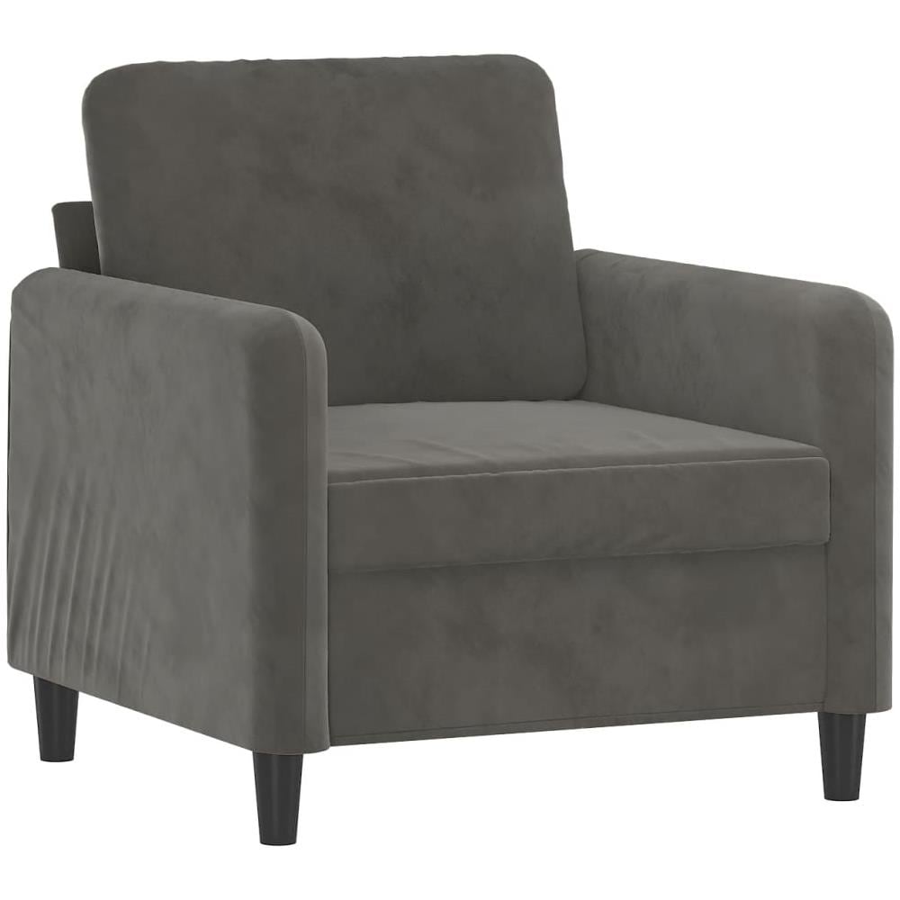 Poltrona Grigio Scuro 60 Cm Velluto - Foto 2