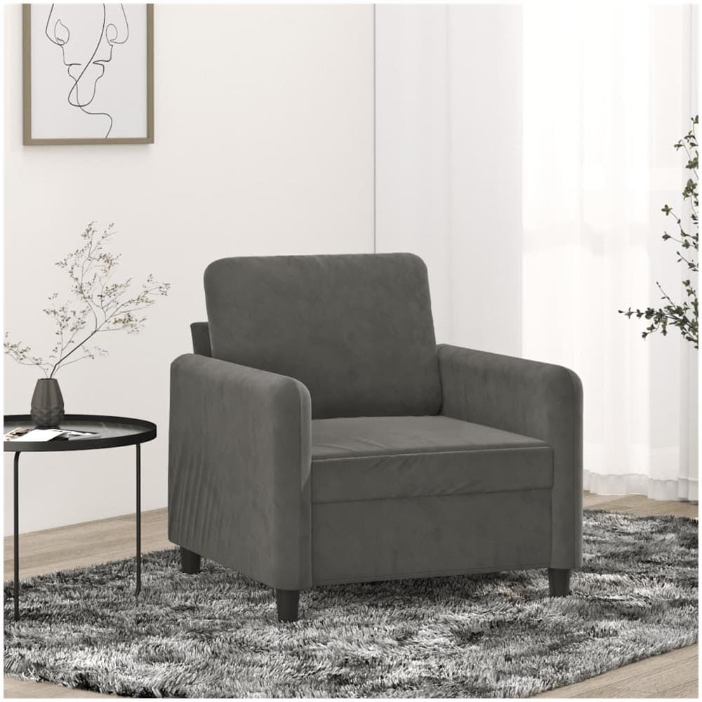 Poltrona Grigio Scuro 60 Cm Velluto - Foto 1
