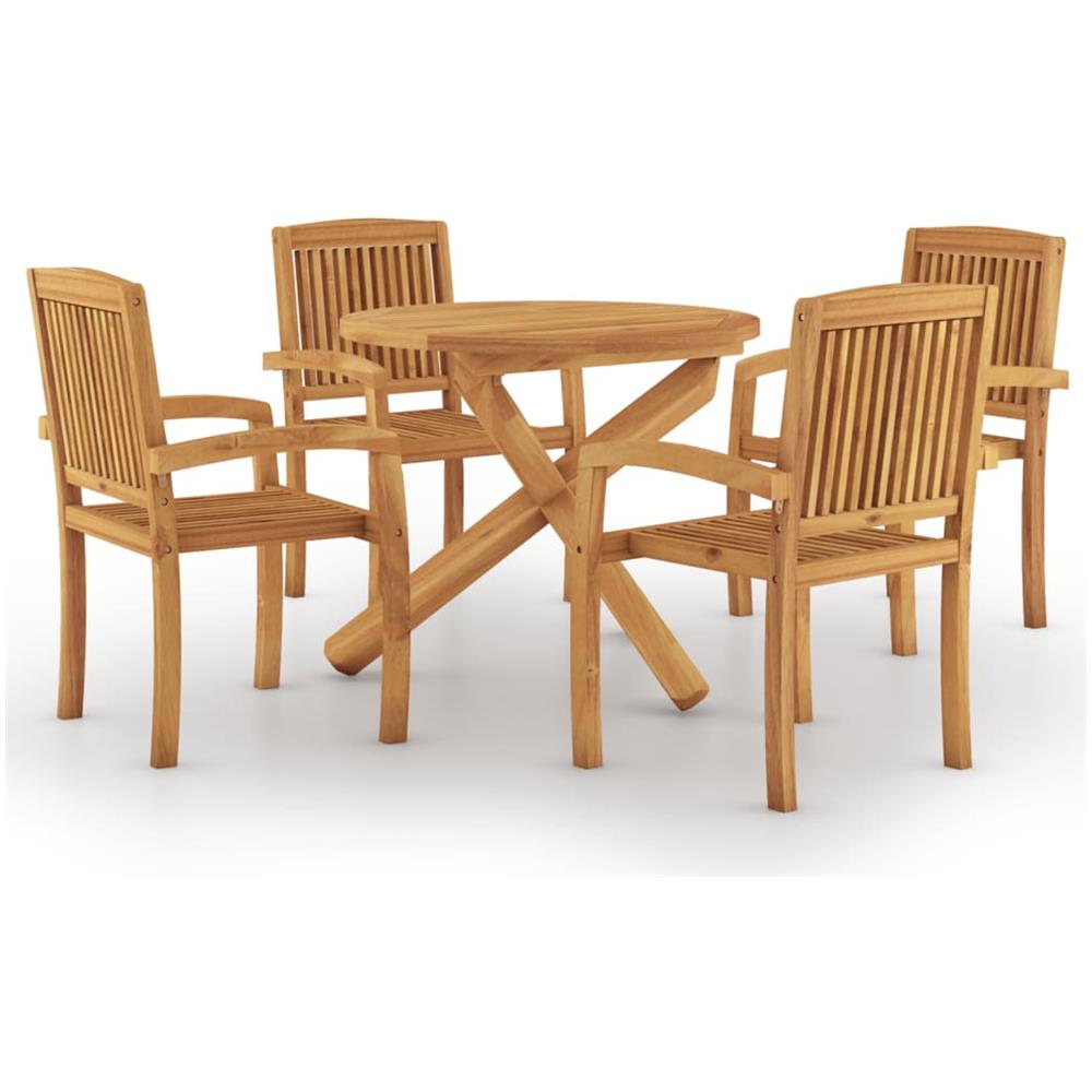 Set Da Pranzo Per Giardino 5 Pz In Legno Massello Di Teak - Foto 2