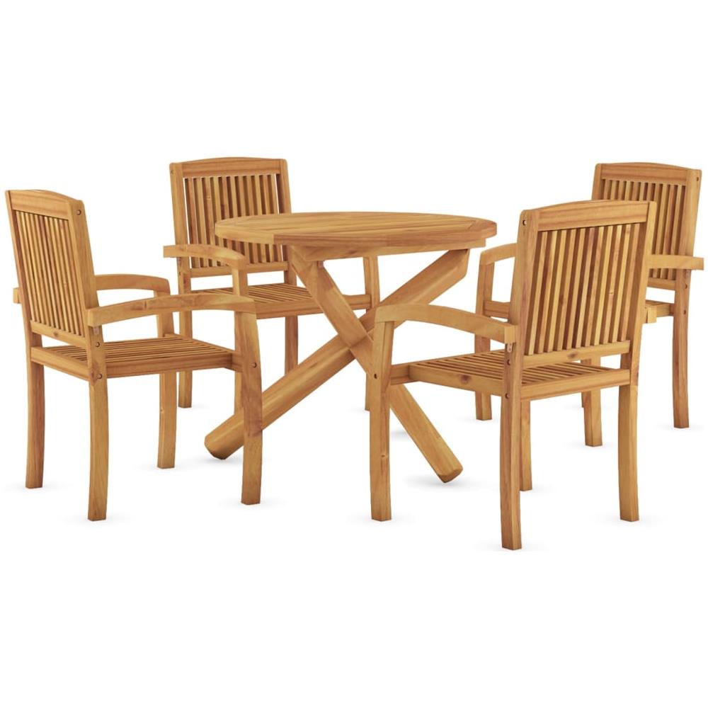 Set Da Pranzo Per Giardino 5 Pz In Legno Massello Di Teak - Foto 3