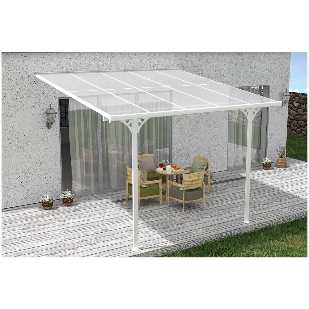 Tettoia Per Terrazza, Auto Addossata Kleo 400l300 Alluminio Bianco - Foto 2