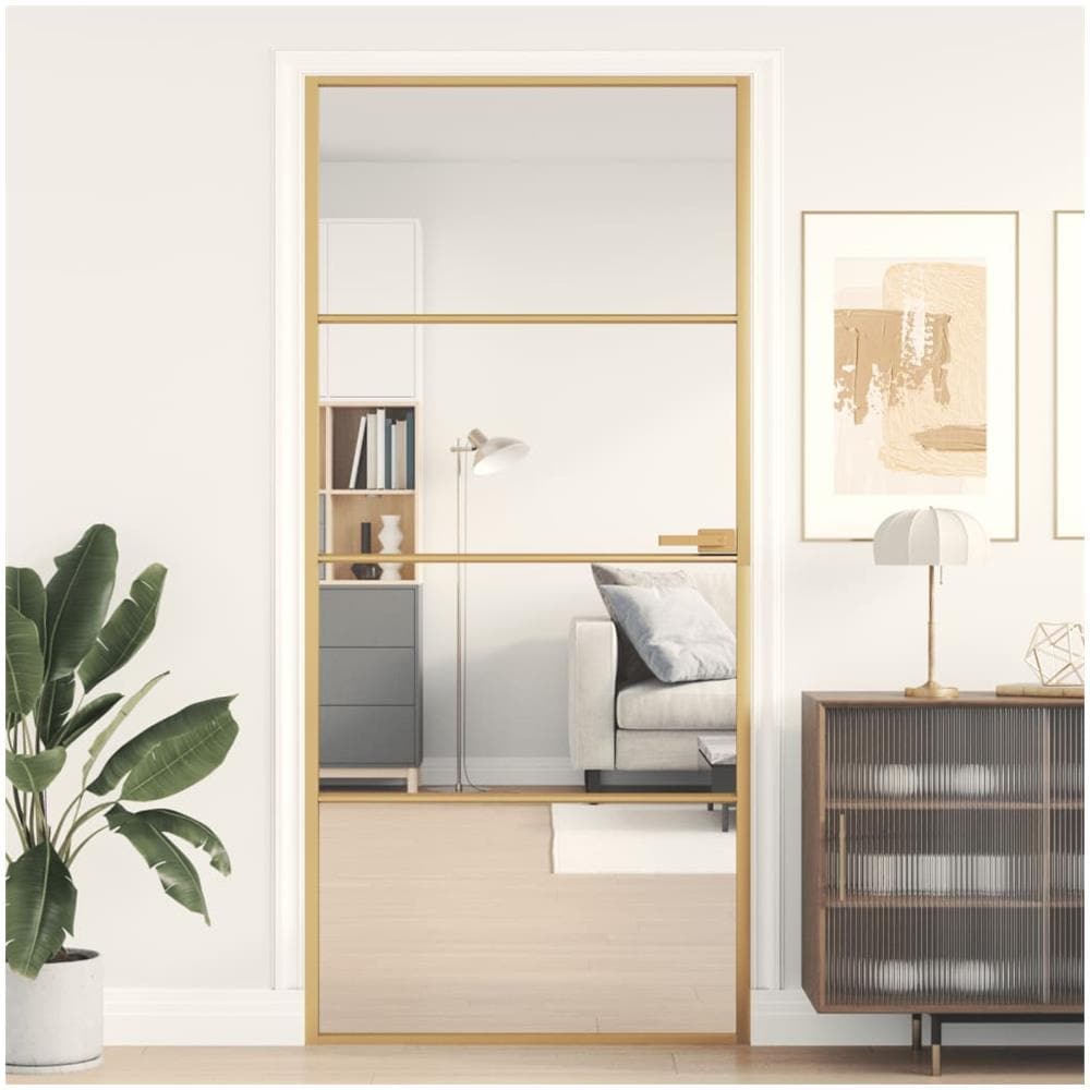 Porta Interni Sottile Oro 93x201,5cm Vetro Temperato Alluminio - Foto 1