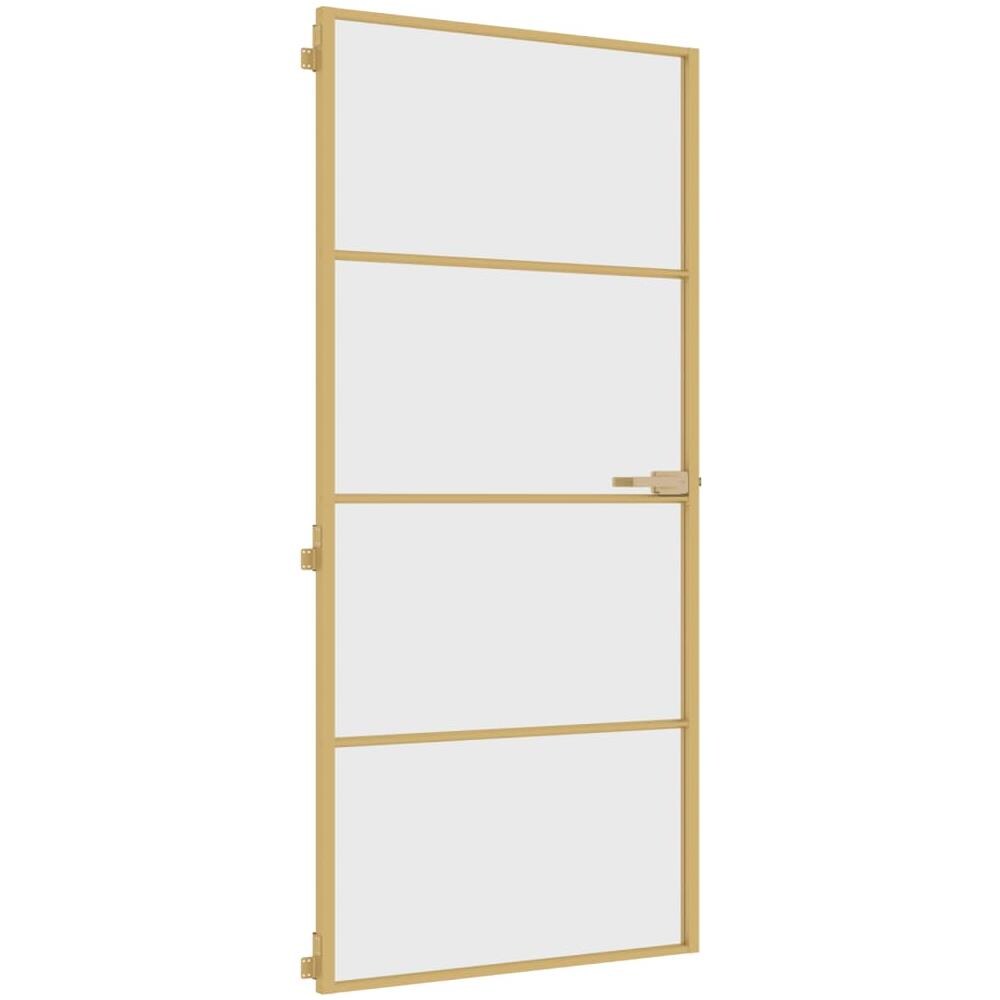 Porta Interni Sottile Oro 93x201,5cm Vetro Temperato Alluminio - Foto 2