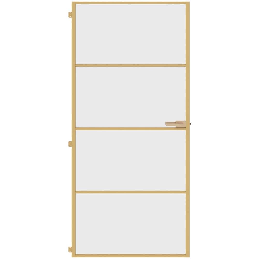 Porta Interni Sottile Oro 93x201,5cm Vetro Temperato Alluminio - Foto 3