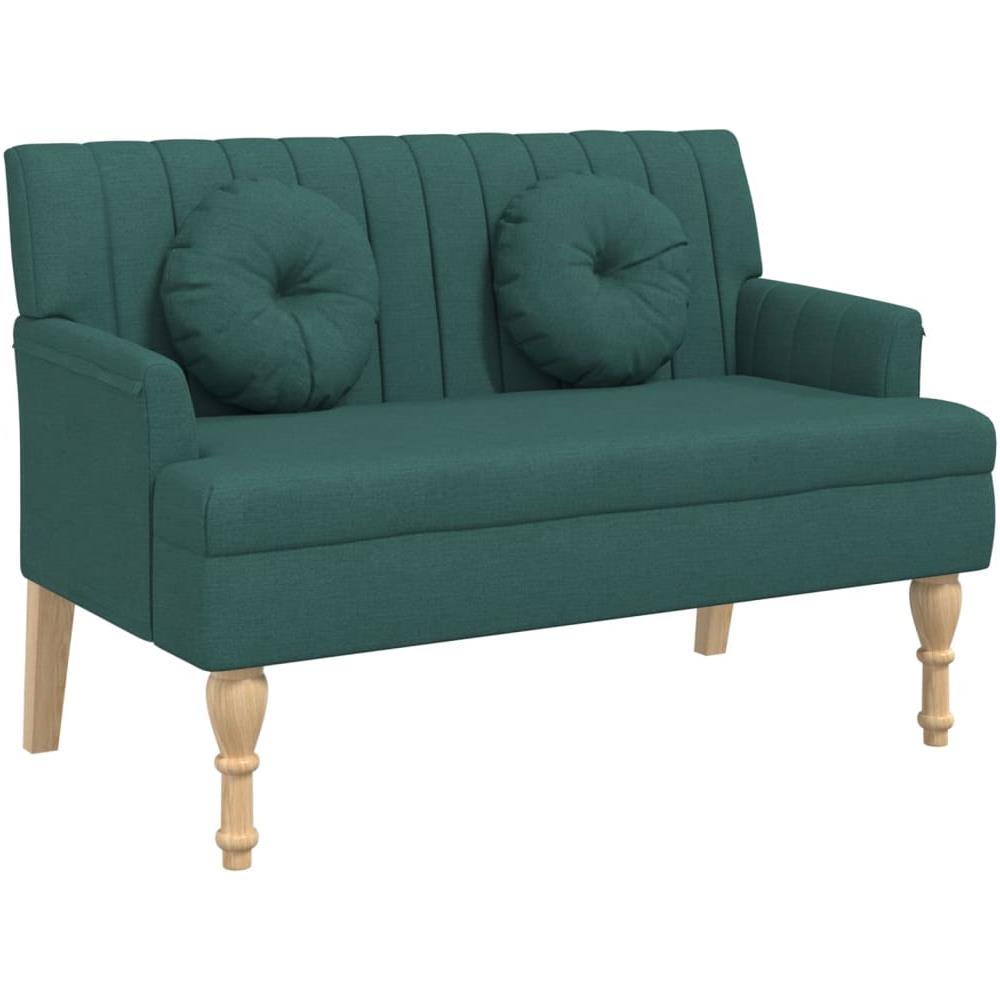 Panca Con Cuscini Verde Scuro 113x64,5x75,5 Cm In Tessuto - Foto 2