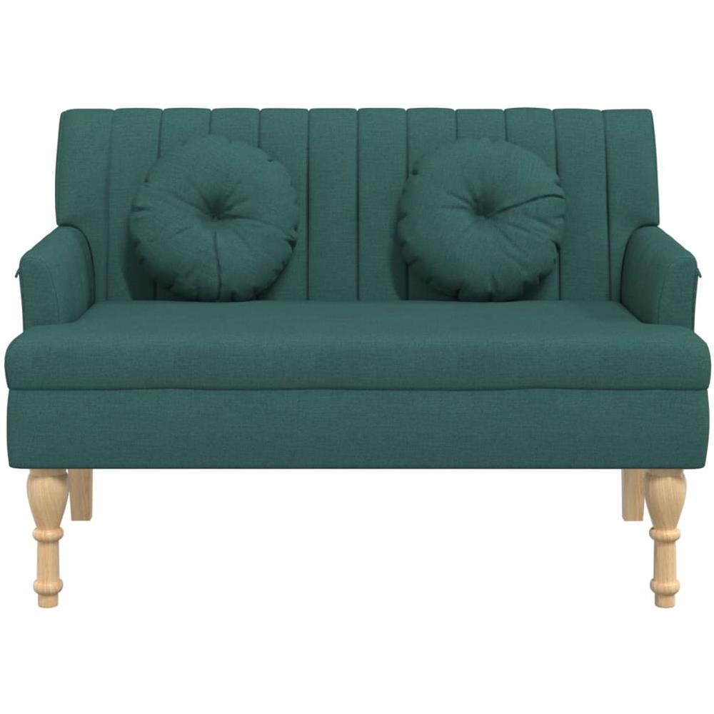 Panca Con Cuscini Verde Scuro 113x64,5x75,5 Cm In Tessuto - Foto 3