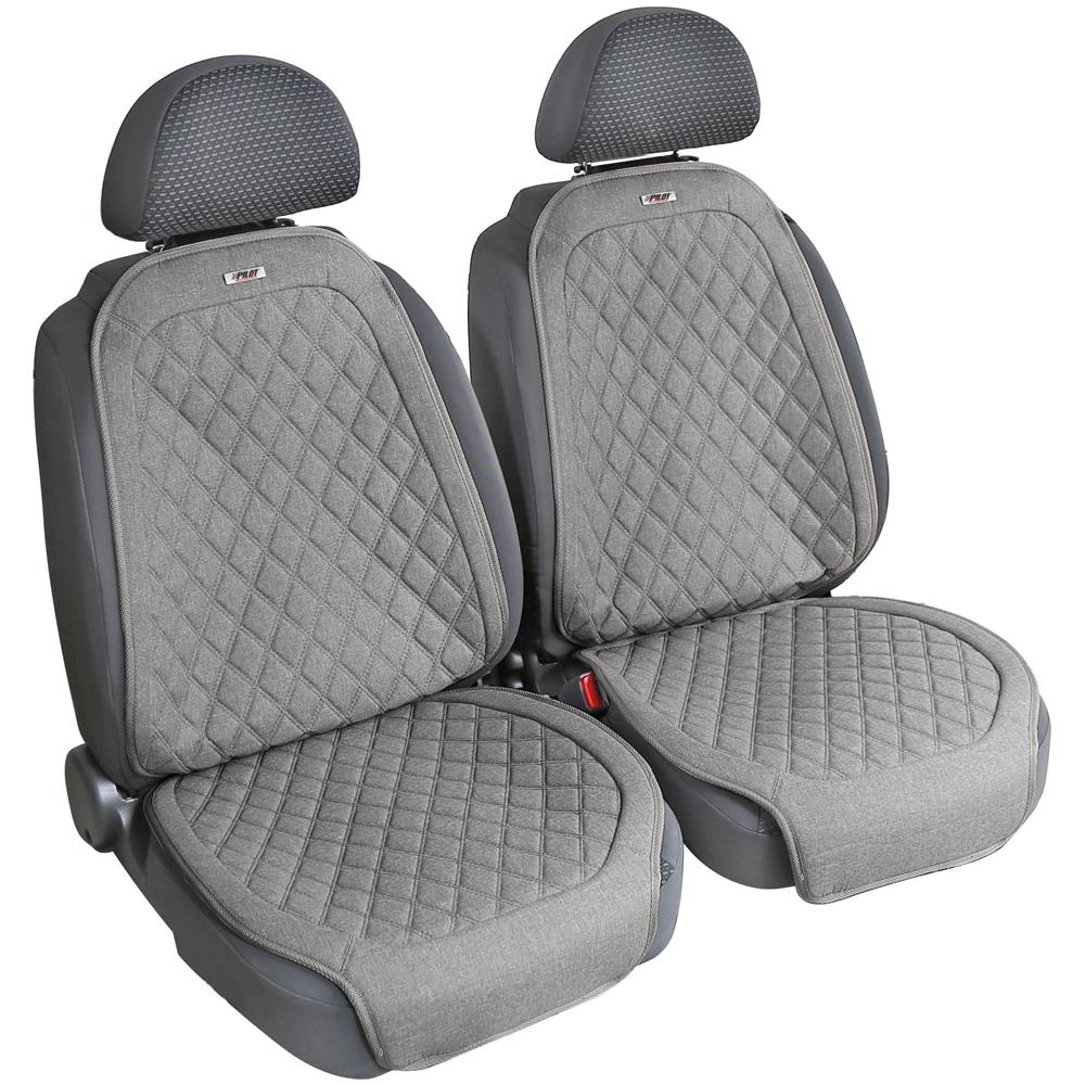 Venice, Coppia Coprisedili Anteriori In Fresco Tessuto Tekno-lino Di Poliestere - Grigio - Foto 1