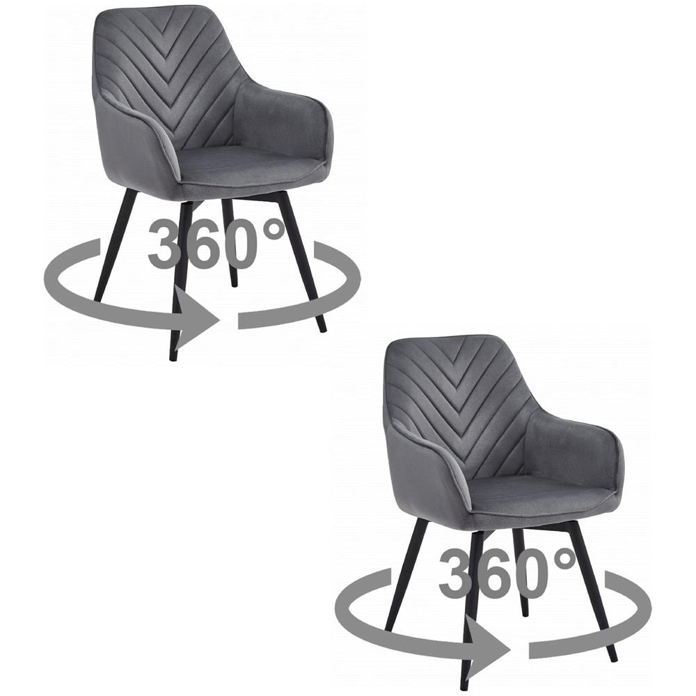 NANA360 Sedia girevole in velluto grigio scuro x 2 - Foto 1