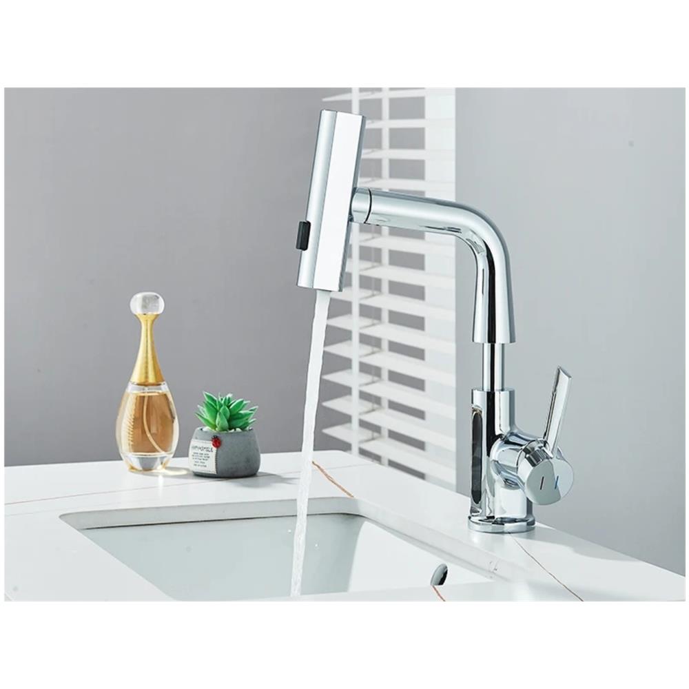 Rubinetto per lavabo da bagno, Blackswan, tipo M325, modello cromato intelligente, con display LCD, 3 modalità e doccia a cascata mobile, dimensioni 23 cm - Foto 4