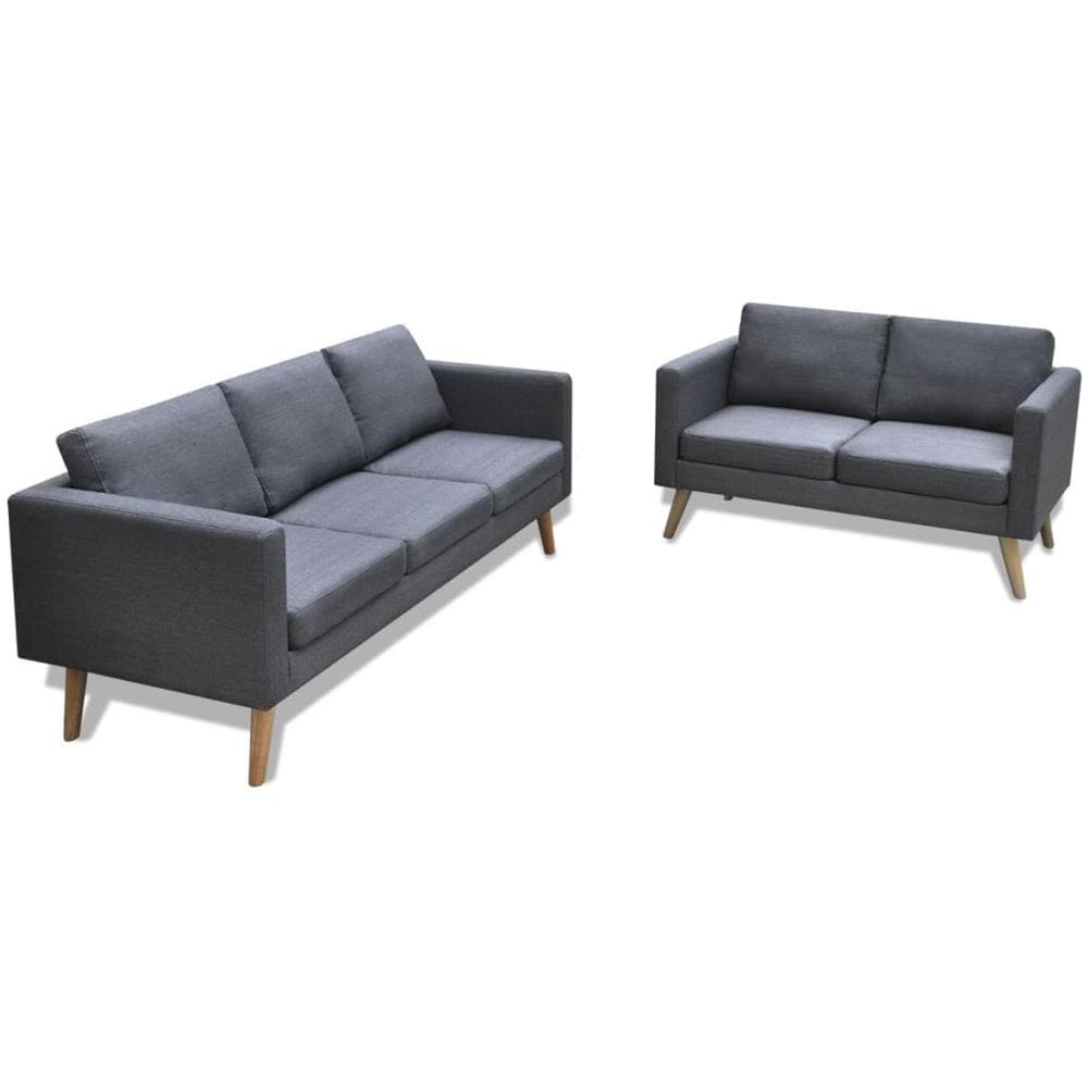 Set Divani a 2 e a 3 Posti in Tessuto Grigio Scuro - Foto 1