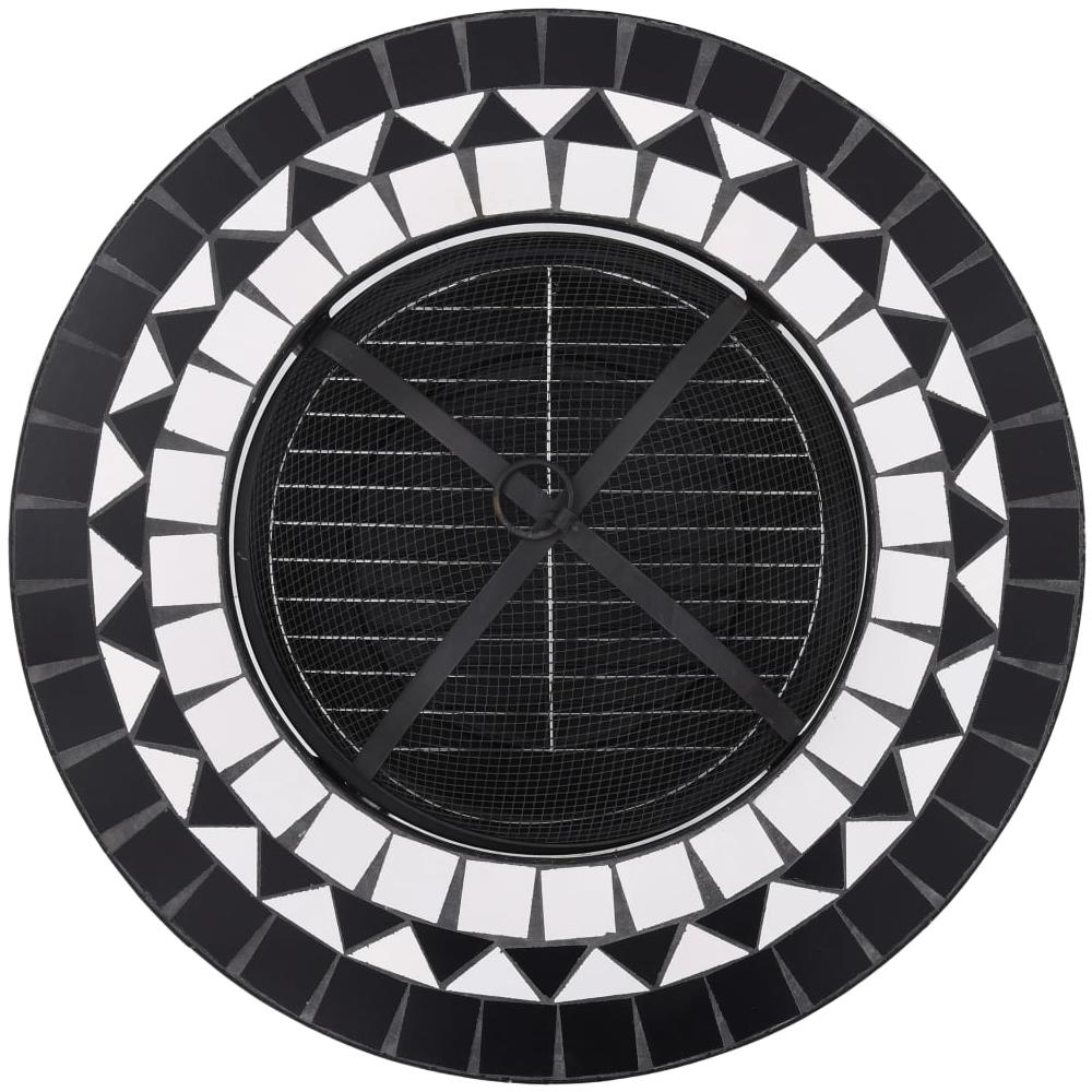 Tavolo Con Braciere A Mosaico Nero E Bianco 68cm In Ceramica - Foto 13