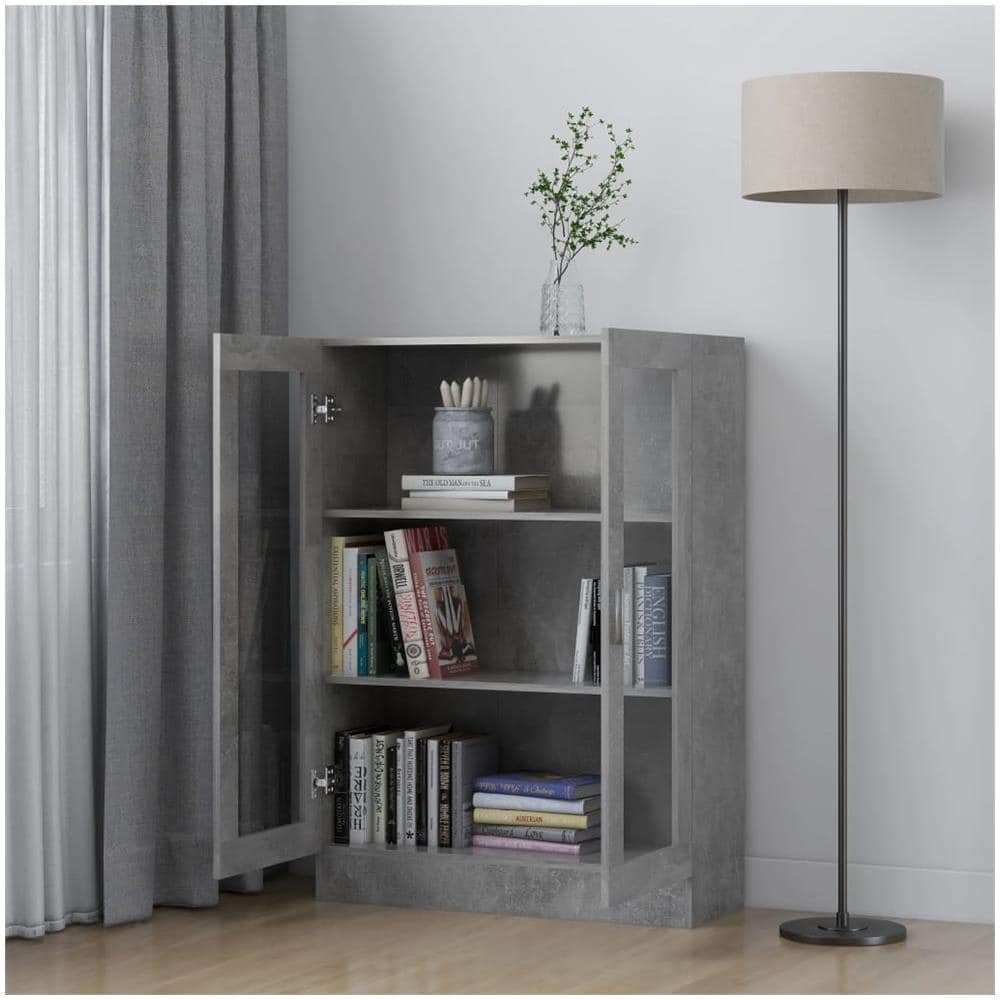 Armadietto Vetrina Grigio Cemento 82,5x30,5x115 cm Multistrato - Foto 3