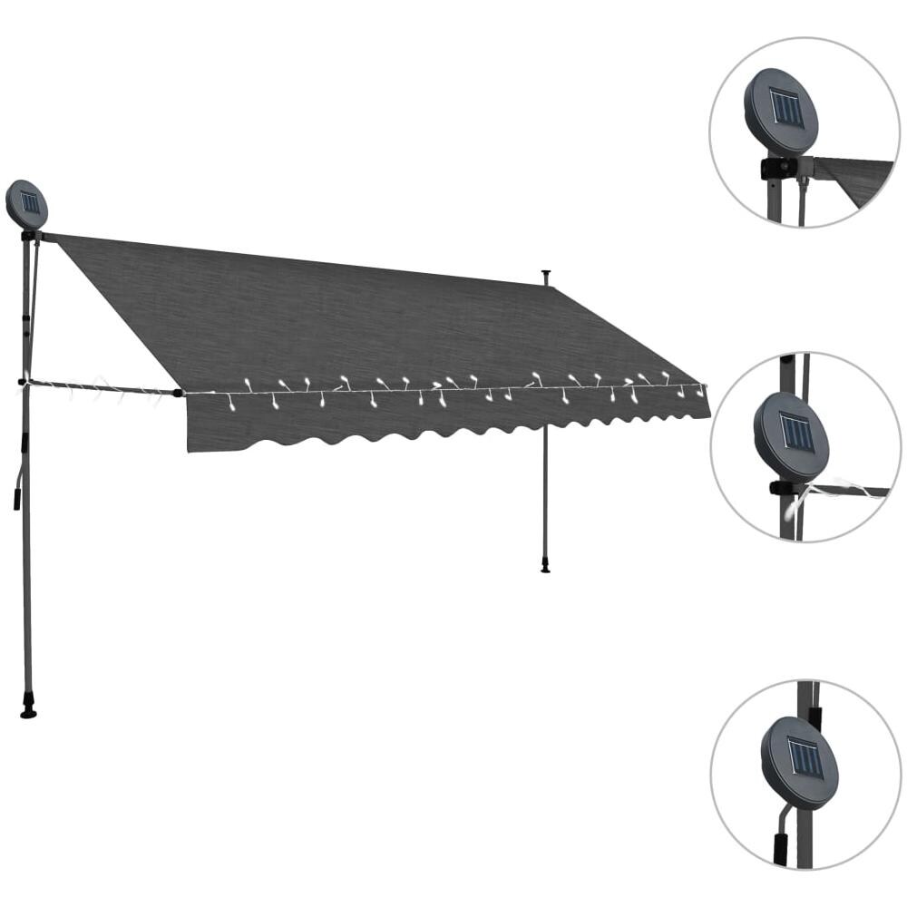 Tenda da Sole Retrattile Manuale con LED 350 cm Antracite - Foto 2