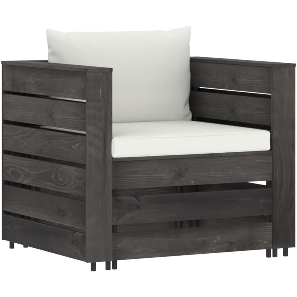 Set Divani da Giardino con Cuscini 2 pz Legno Impregnato Grigio - Foto 3