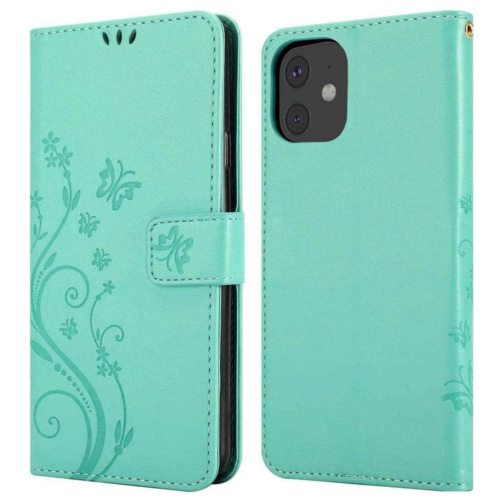 Cadorabo Custodia Compatibile Con Apple Iphone 11 (xi) In Turchese Fiore - Coperchio Protettivo In Design Floreale Con Chiusura Magnetica, Funzione Stand E Slot Per Carte - Foto 8