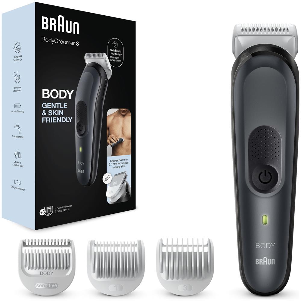 Rifinitore Elettrico Bodygroomer 3 Bg3340 Pettine per le Aree Sensibili Colore Nero /Grigio - Foto 1