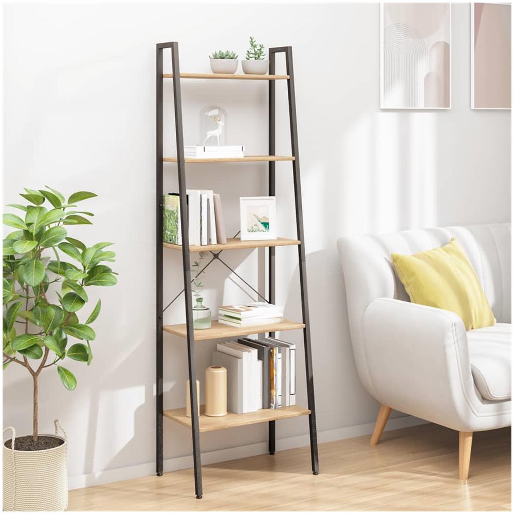 Scaffale Autoportante 5 Ripiani Marrone Chiaro Nero 56x35x174cm - Foto 1