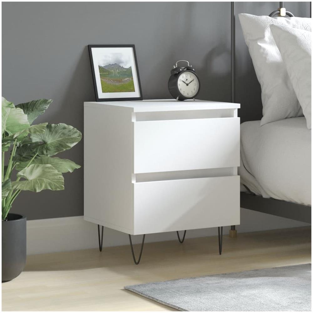 Comodino Bianco 40x35x50 Cm In Legno Multistrato - Foto 1