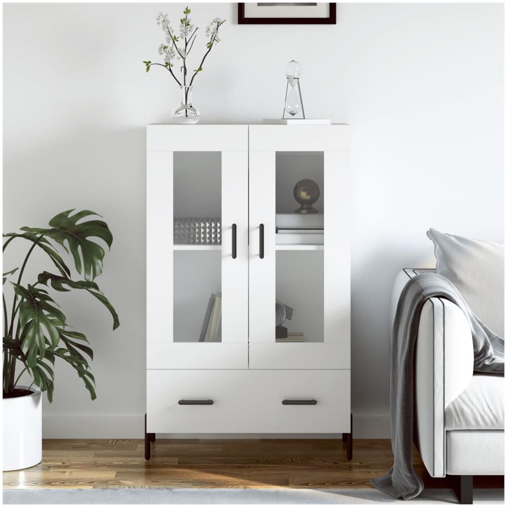 Credenza Bianca 69,5x31x115 Cm In Legno Multistrato - Foto 1