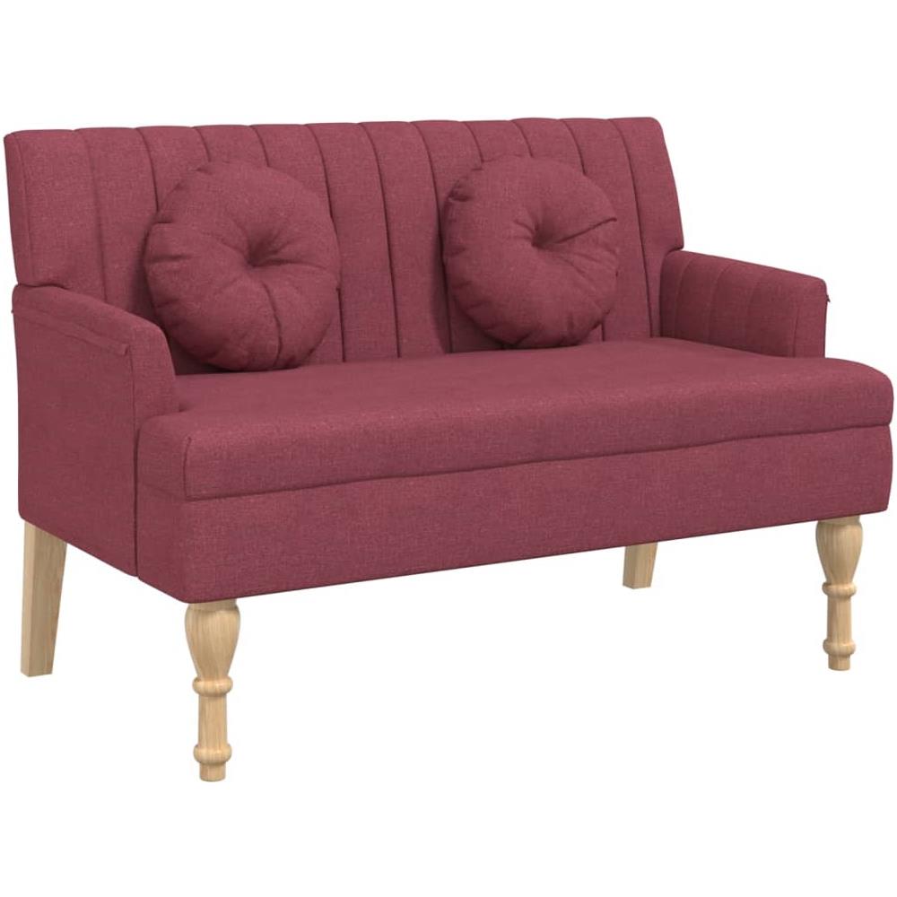 Panca Con Cuscini Rosso Vino 113x64,5x75,5 Cm In Tessuto - Foto 2