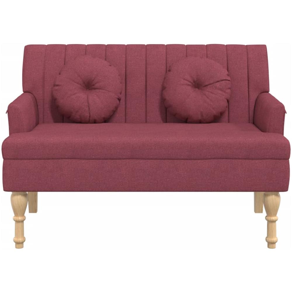 Panca Con Cuscini Rosso Vino 113x64,5x75,5 Cm In Tessuto - Foto 3