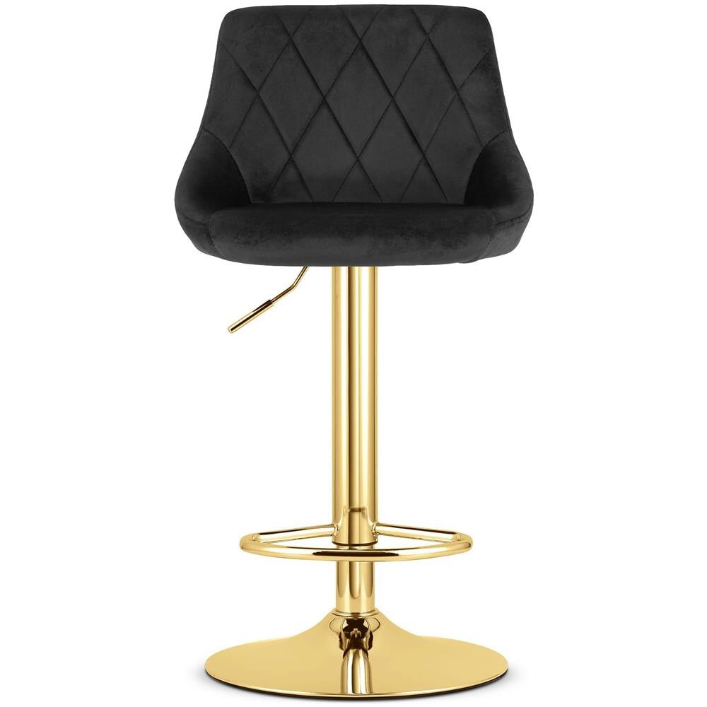 Sgabello girevole DAKA - Velluto nero con base dorata - Foto 2