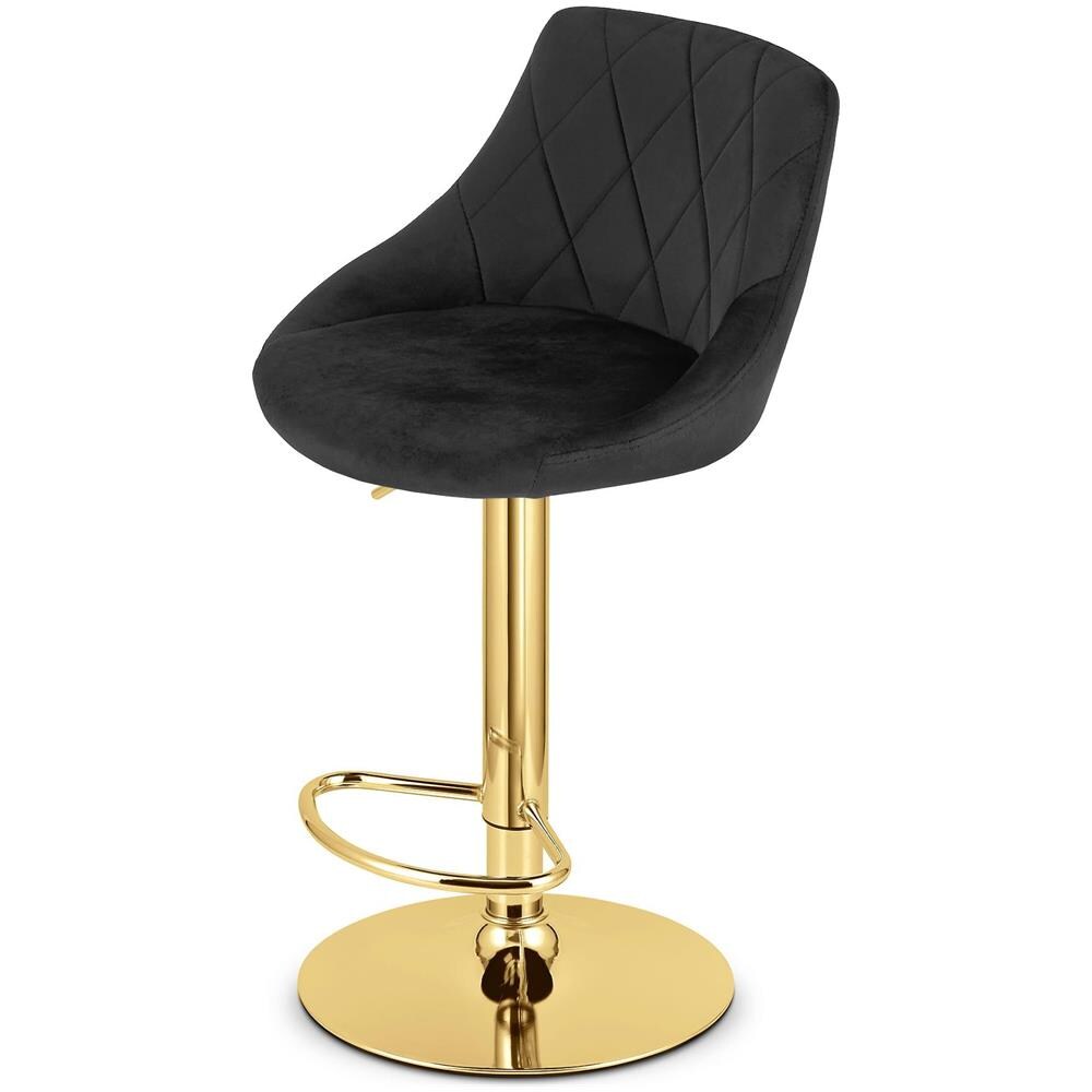 Sgabello girevole DAKA - Velluto nero con base dorata - Foto 7