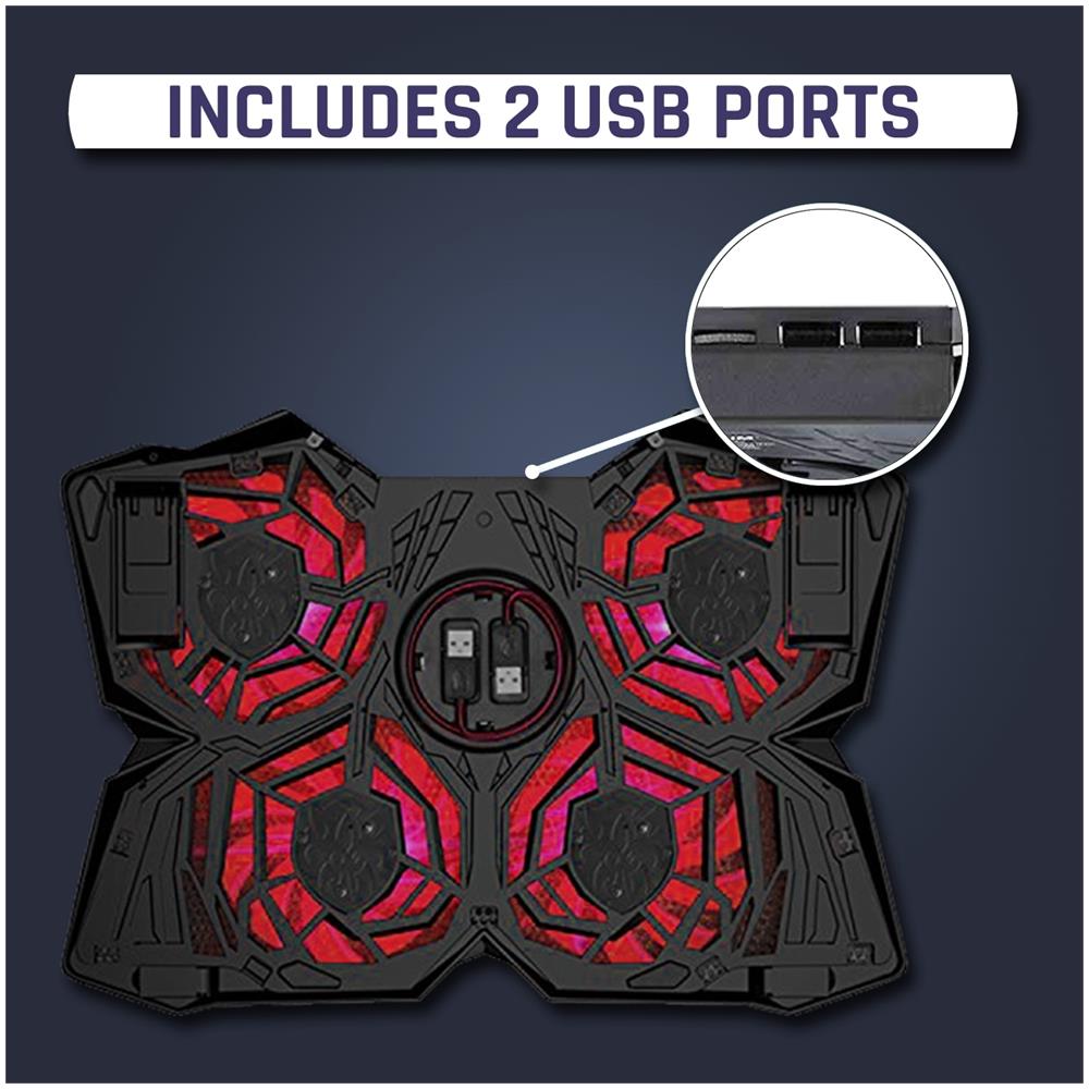 Wind Raffreddatore Per Pc Portatile - Il Più Potente - Azione Rapida - 4 Ventole Con Supporto Per Gaming Pc (nero E Rosso)  - Foto 10