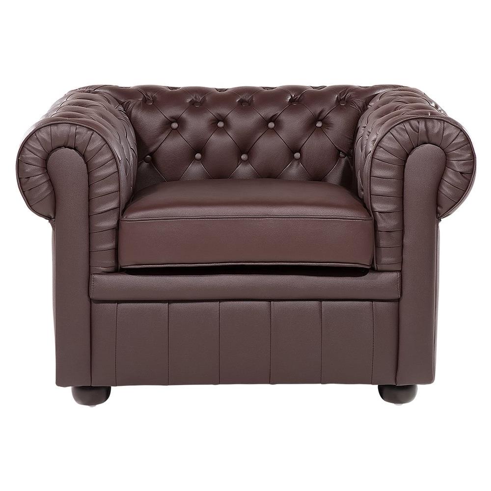 Poltrona Vintage In Pelle Marrone Chesterfield - Foto 1