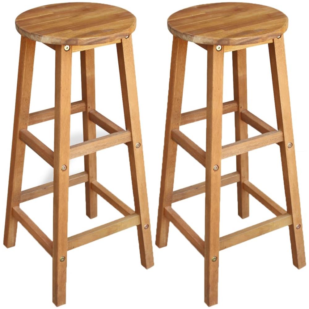 Sedie Da Bar 2 Pz In Legno Massello Di Acacia 34x34x76 Cm - Foto 1