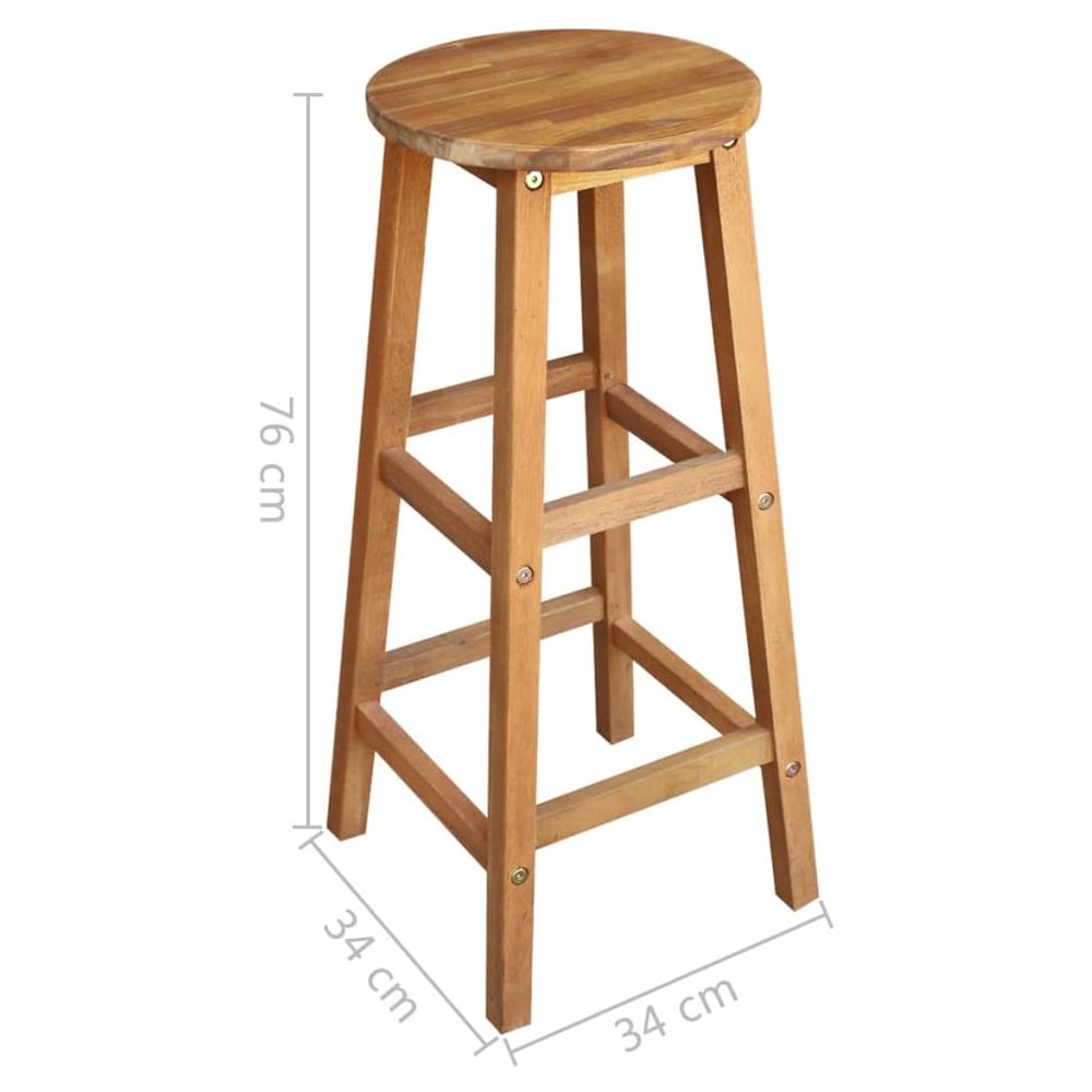 Sedie Da Bar 2 Pz In Legno Massello Di Acacia 34x34x76 Cm - Foto 4