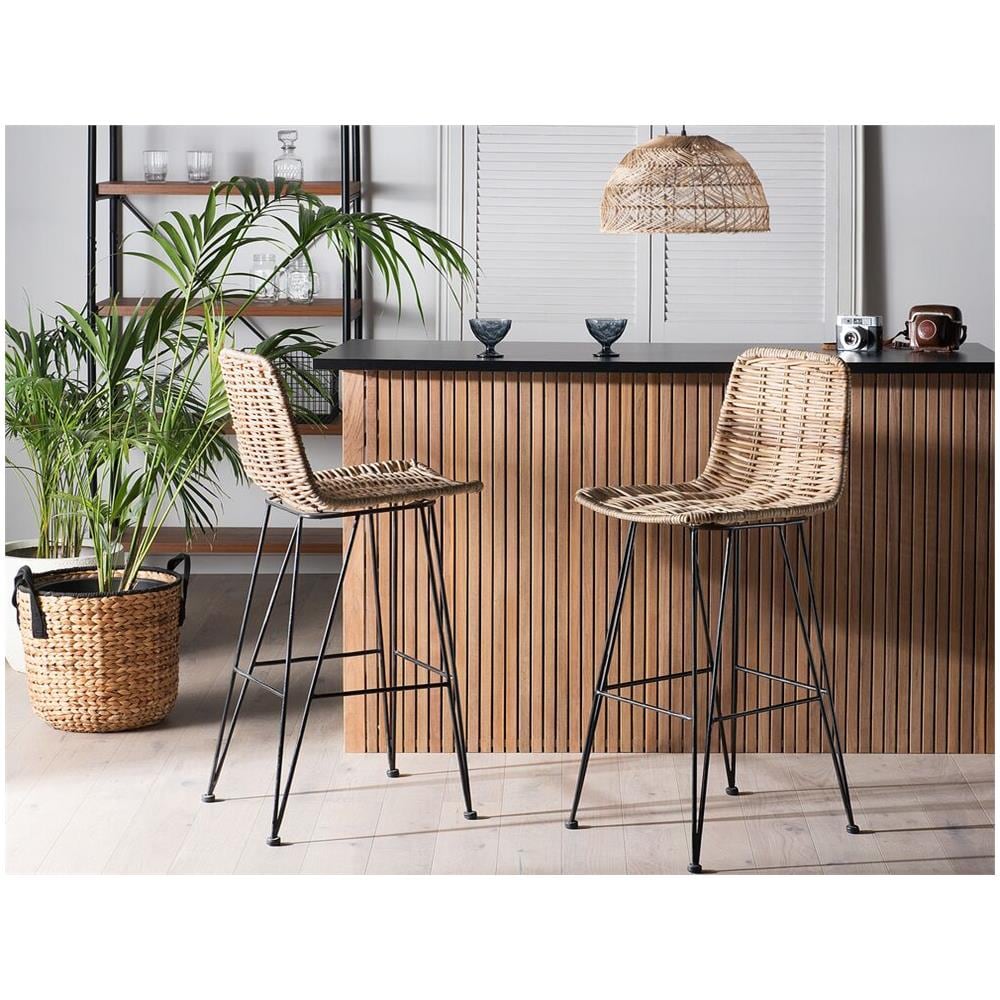 Set Di 2 Sedie Da Bar In Rattan Color Naturale Cassita - Foto 2
