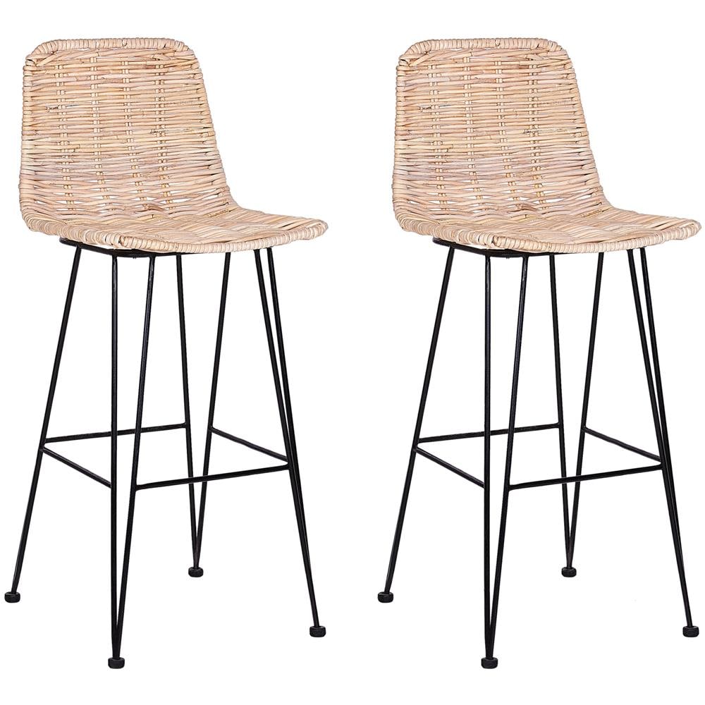 Set Di 2 Sedie Da Bar In Rattan Color Naturale Cassita - Foto 1