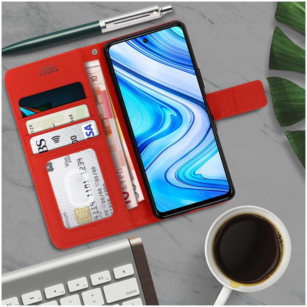 Custodia Xiaomi Redmi Note 9s / 9 Pro / 9 Pro Max Portafoglio Supporto Rosso - Foto 2