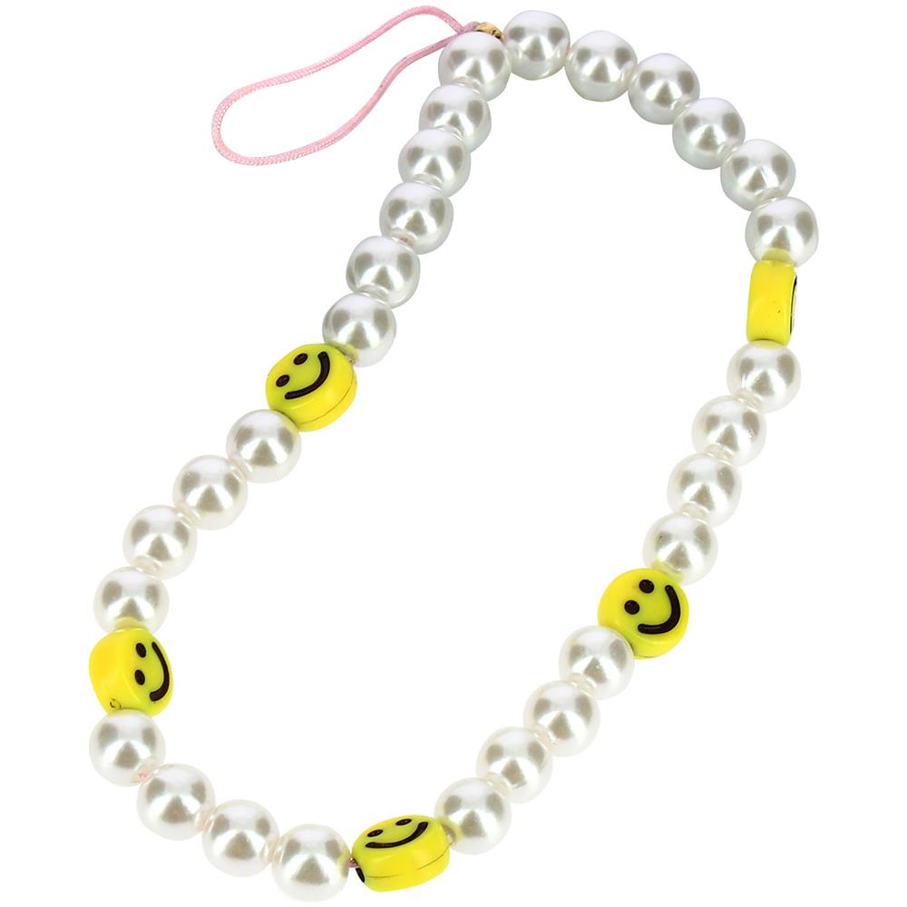 Bracciale Da Telefono Con Perle Bianche E Smiley Gialli Collezione Smile - Foto 2