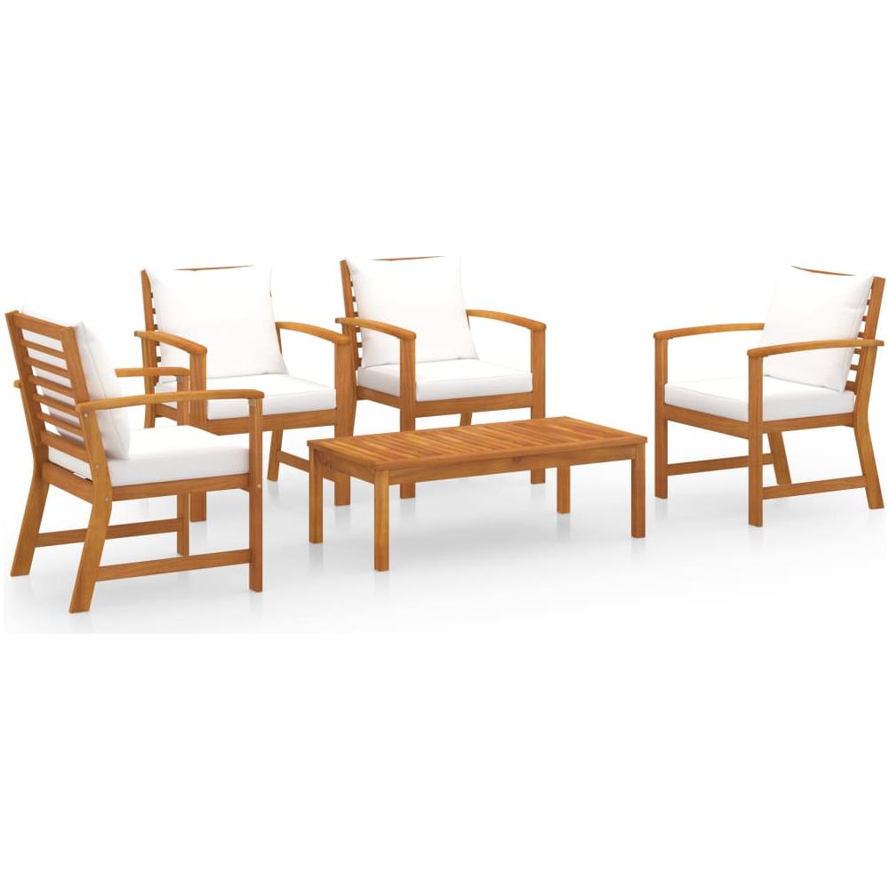 Set Divani Da Giardino 5 Pz Con Cuscini In Massello Di Acacia - Foto 1
