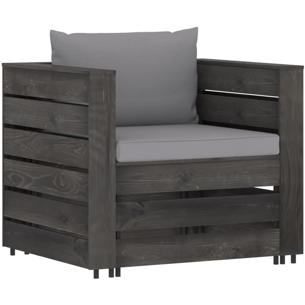 Set Divani da Giardino con Cuscini 2 pz Legno Impregnato Grigio - Foto 3