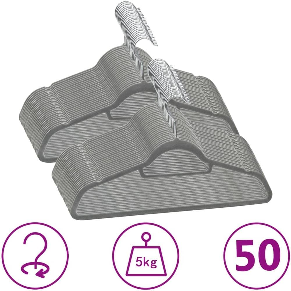 Set Appendiabiti 50 pz Antiscivolo Grigio in Velluto - Foto 1