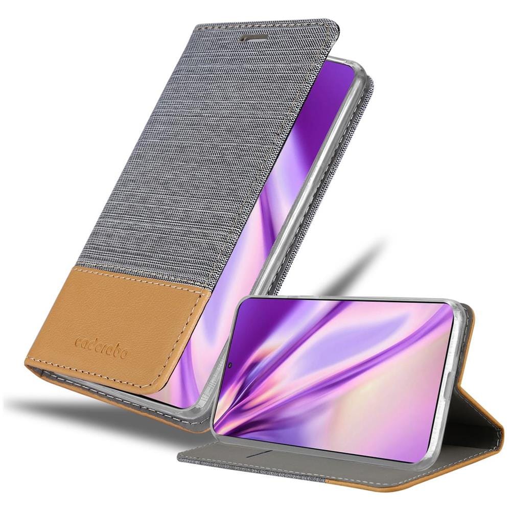 Custodia Compatibile Con Samsung Galaxy S21 Plus In Grigio Chiaro Marrone - Coperchio Protettiva Con Chiusura Magnetica, Funzione Stand E Tasca Per Le Carte - Foto 1