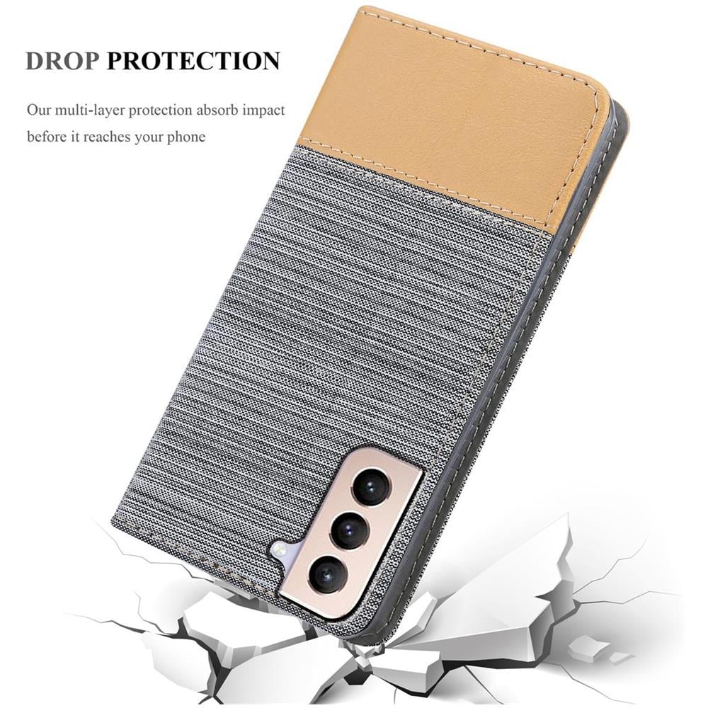 Custodia Compatibile Con Samsung Galaxy S21 Plus In Grigio Chiaro Marrone - Coperchio Protettiva Con Chiusura Magnetica, Funzione Stand E Tasca Per Le Carte - Foto 8