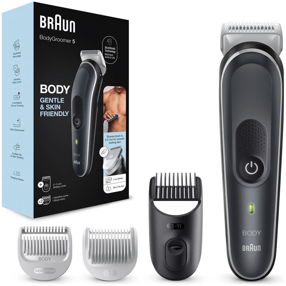 Rasoio Elettrico Rifinitore Corpo 5 Bg5340 Pettine Per Le Aree Sensibili Grigio Bianco - Foto 3