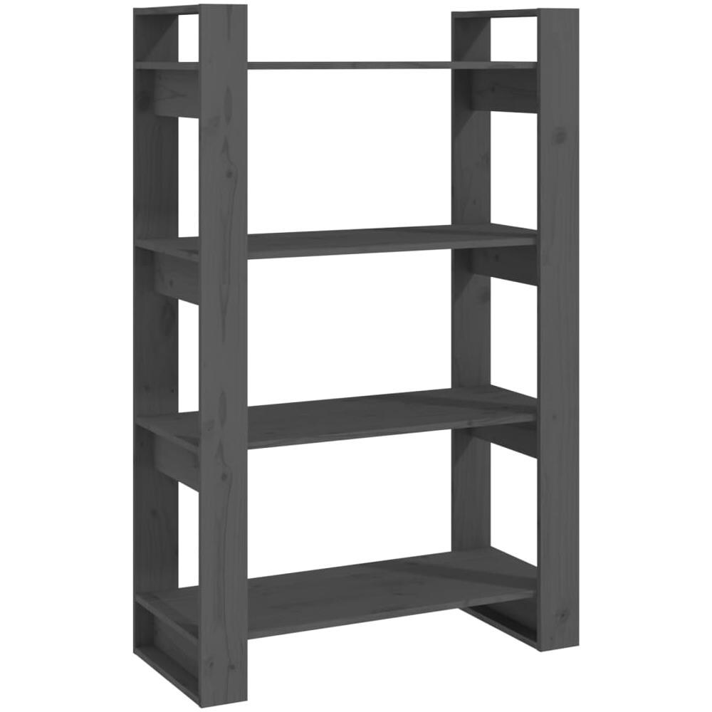 Libreria / divisorio Grigio 80x35x125 Cm Legno Massello Di Pino - Foto 2