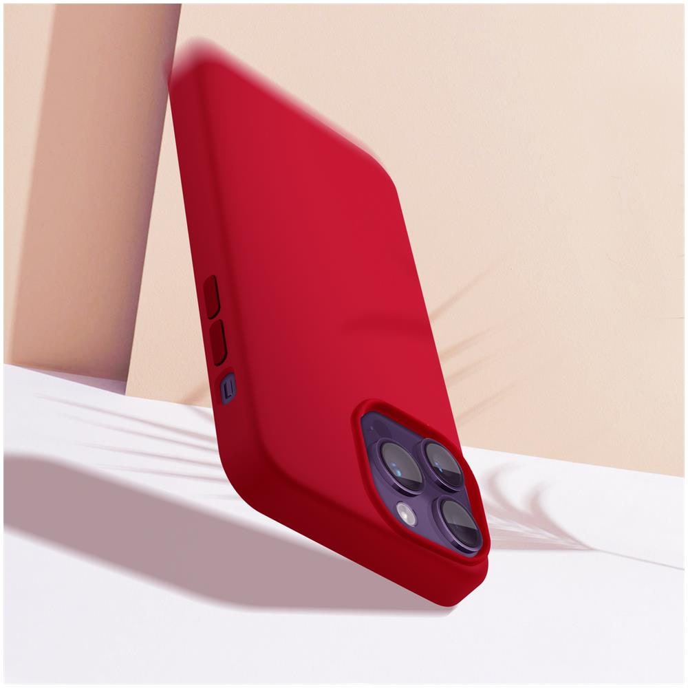 Cover Iphone 14 Pro Max Ibrida Semirigida Sottile Leggera Rosso Carminio - Foto 2