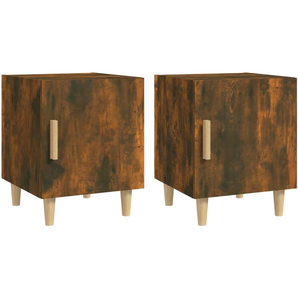 Comodini 2 Pz Rovere Fumo In Legno Multistrato - Foto 1