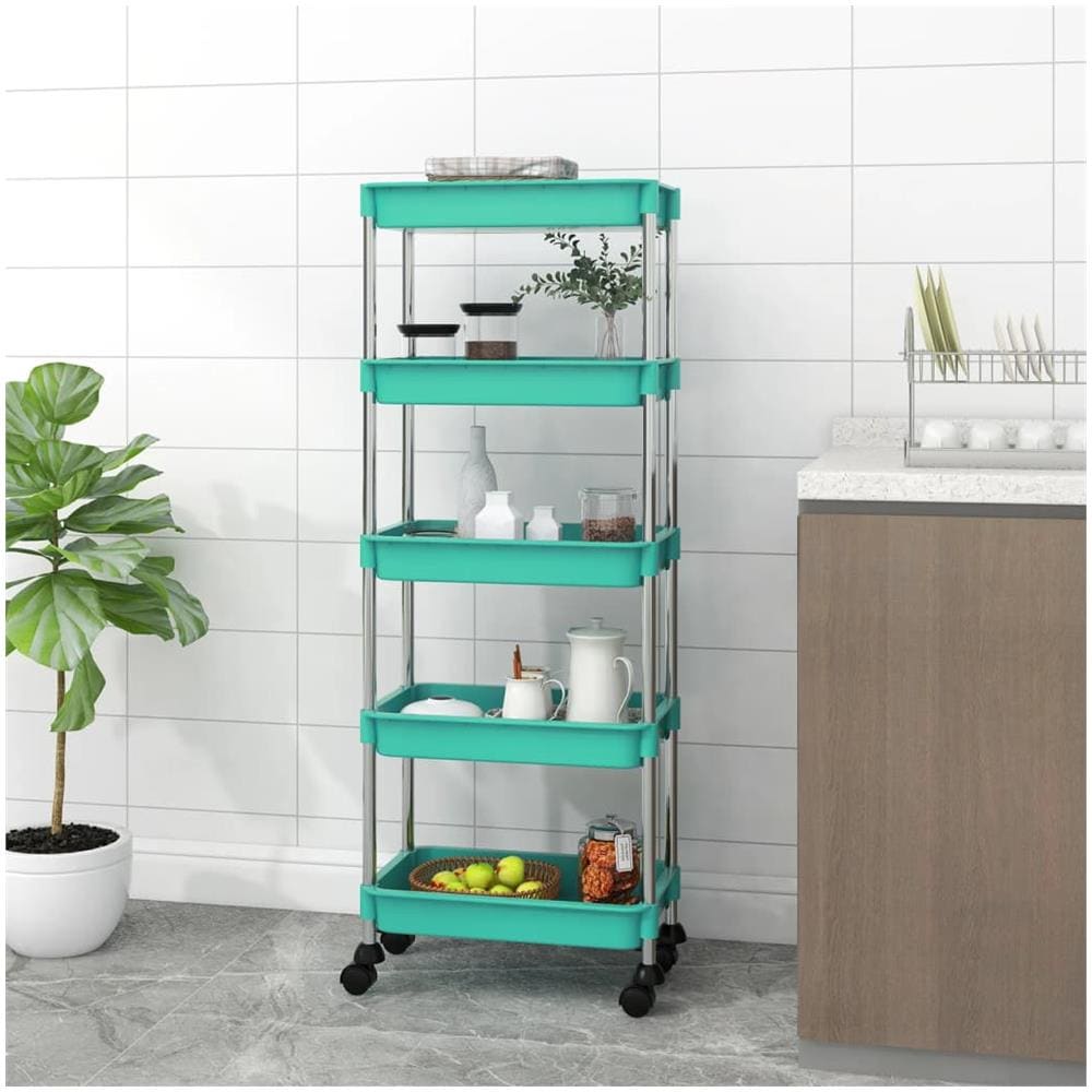 Carrello Da Cucina 5 Ripiani Turchese 40x22x116 Cm Ferro E Abs - Foto 1