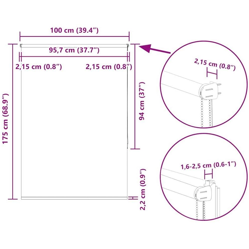 Tenda a Rullo Oscurante 100x175 cm Larghezza Tessuto 95,7 cm - Foto 10