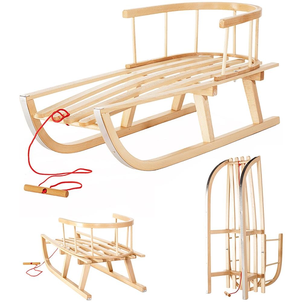 Slittino Da Neve Di Legno Di Faggio Greenblue - Foto 4