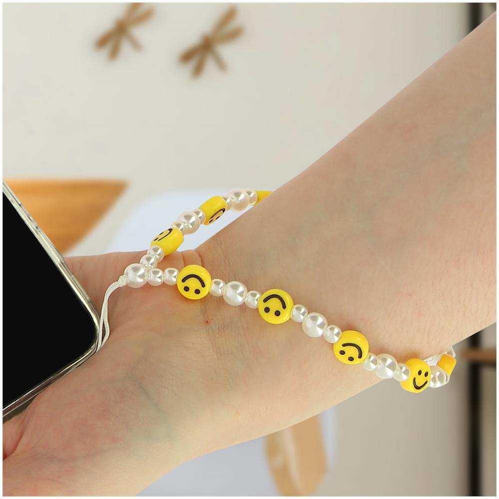 Bracciale Da Telefono Con Perle, Stella E Smiley Gialli Collezione Smile - Foto 2