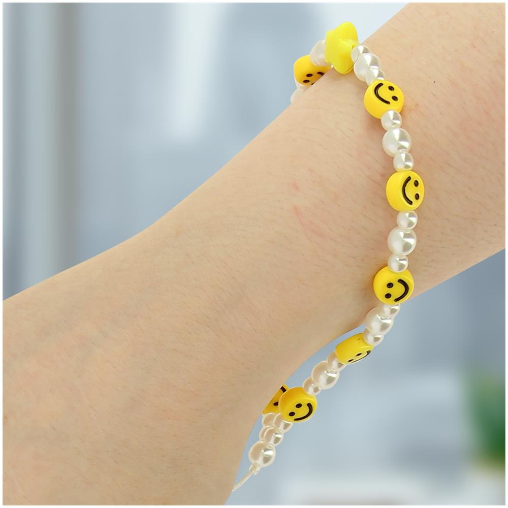 Bracciale Da Telefono Con Perle, Stella E Smiley Gialli Collezione Smile - Foto 5